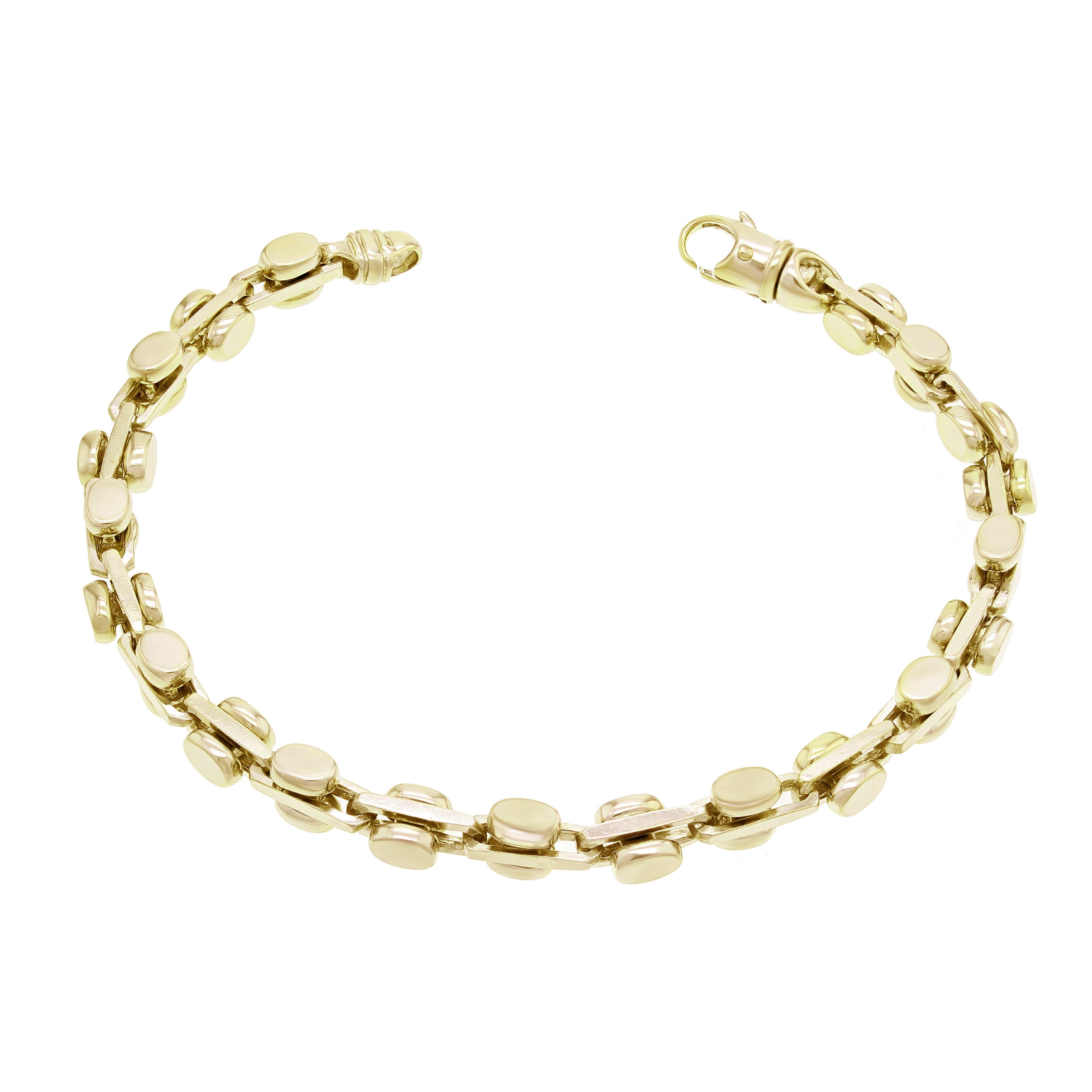 14k Yellow Gold Solid Handmade Fashion Link Bracelet 7" 6mm 27.2 grams - Yellow,7"