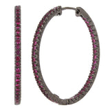 18k Black Gold Ruby Inside Out Hoop Earrings