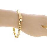 Italian 14k Yellow Gold Hollow Engravable Cuban ID Bracelet 7.75" 8 grams 7.5mm
