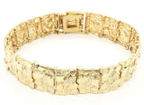 14k Yellow Gold Nugget Bracelet Adjustable 7.5" - 8" 15.5mm 39 grams