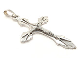 10k White Gold Solid Religious Jesus Crucifix Cross Charm Pendant 2" 4.8 grams