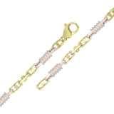 14k Yellow & White Gold Handmade Spring Barrel Link Bracelet 7" 5.3mm 15 grams - 7" 15 grams