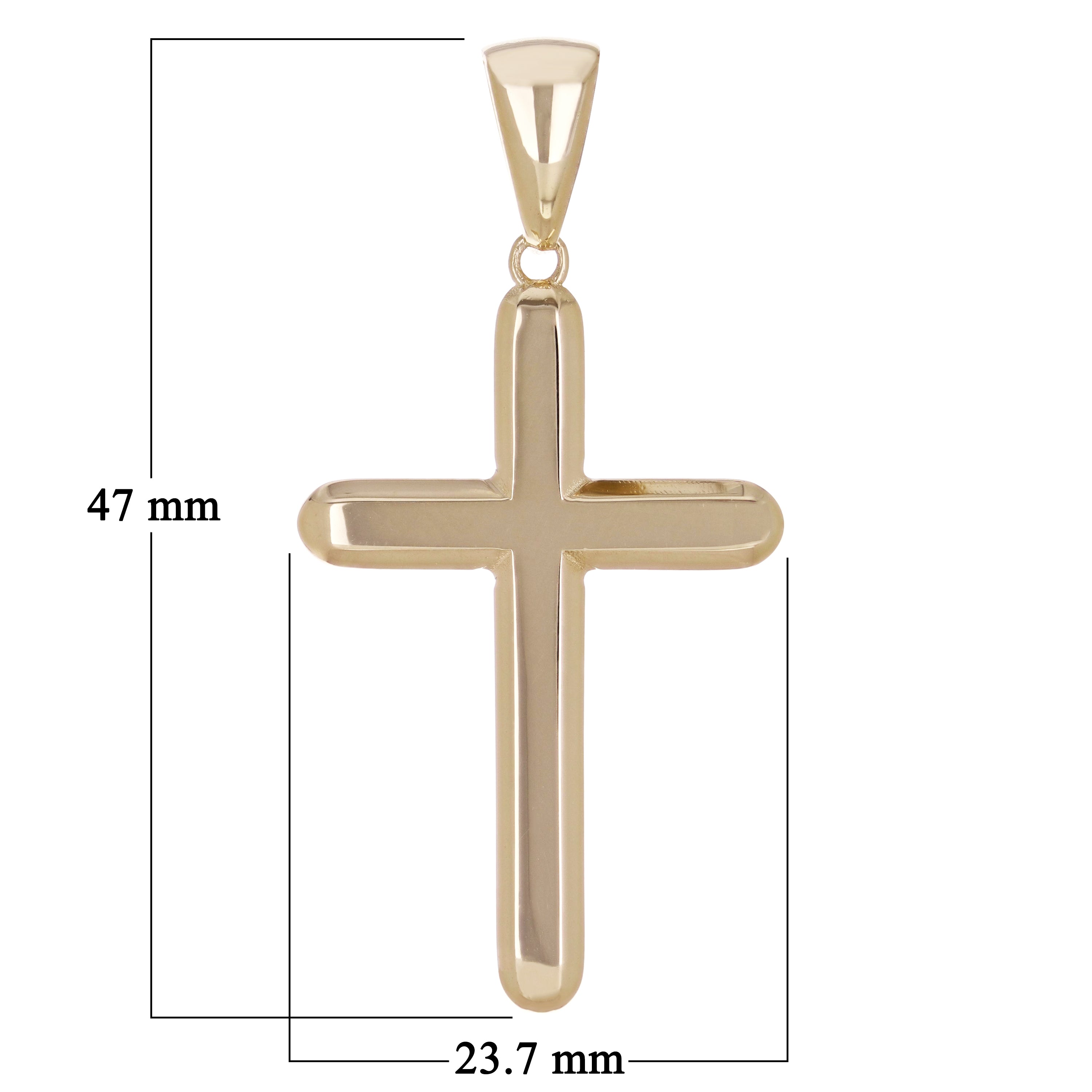 14k Yellow Gold Solid High Polish Cross Religious Charm Pendant 1.85" 5.9 grams