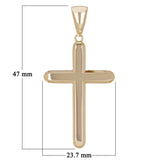 14k Yellow Gold Solid High Polish Cross Religious Charm Pendant 1.85" 5.9 grams