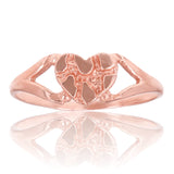 14k Rose Gold Nugget Heart Ring Band Sizes 5.5-10 - Ring Size 6