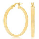 Italian 14k Yellow Gold Polished Concave Medium Hollow Hoop Earrings 1.2"
