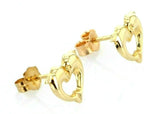 14k Yellow Gold Kid Baby Heart Dolphin Stud Earrings 0.5g