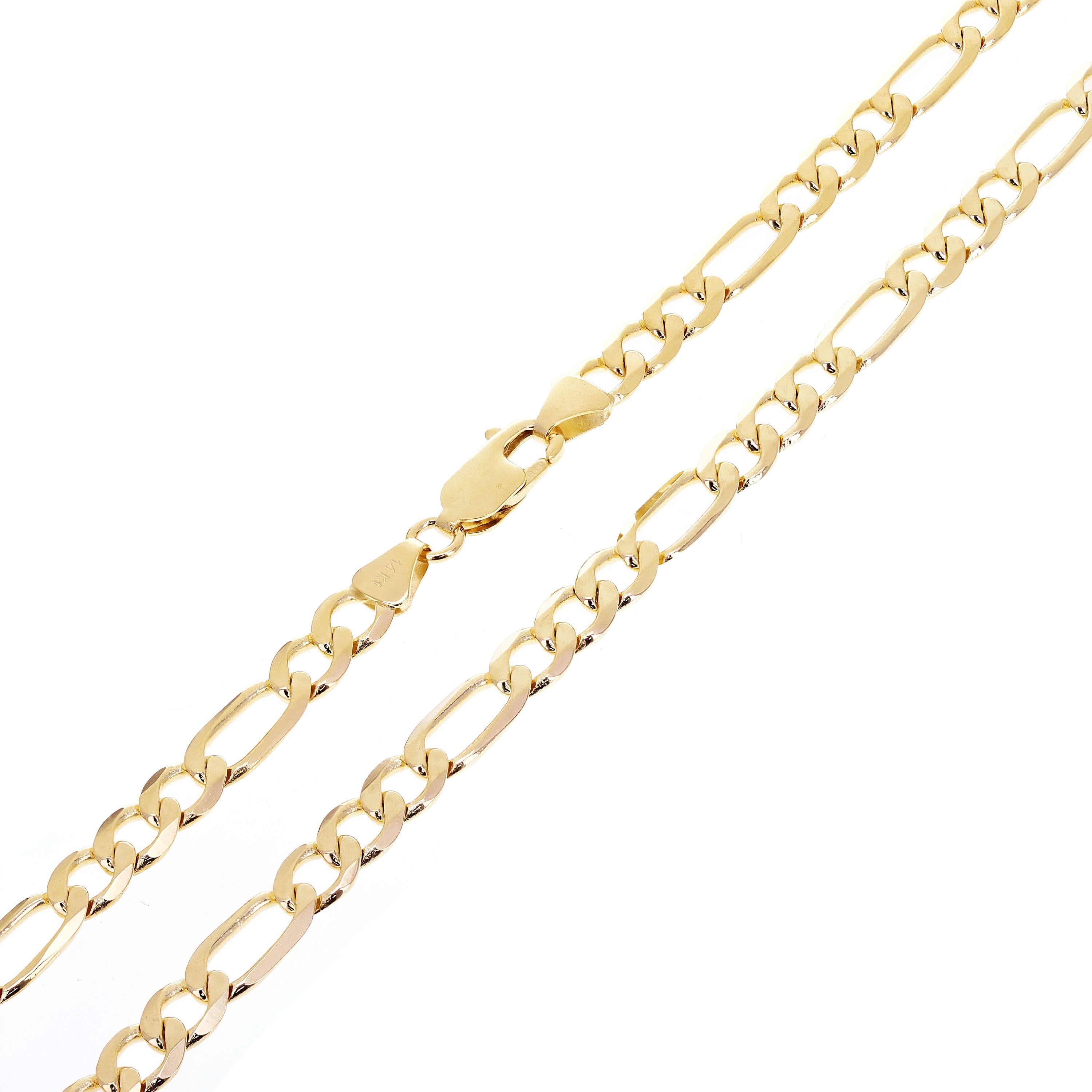 Men's Italian 14k Yellow Gold Solid Figaro Chain Necklace 22" 5.8mm 25.5 grams - 22"
