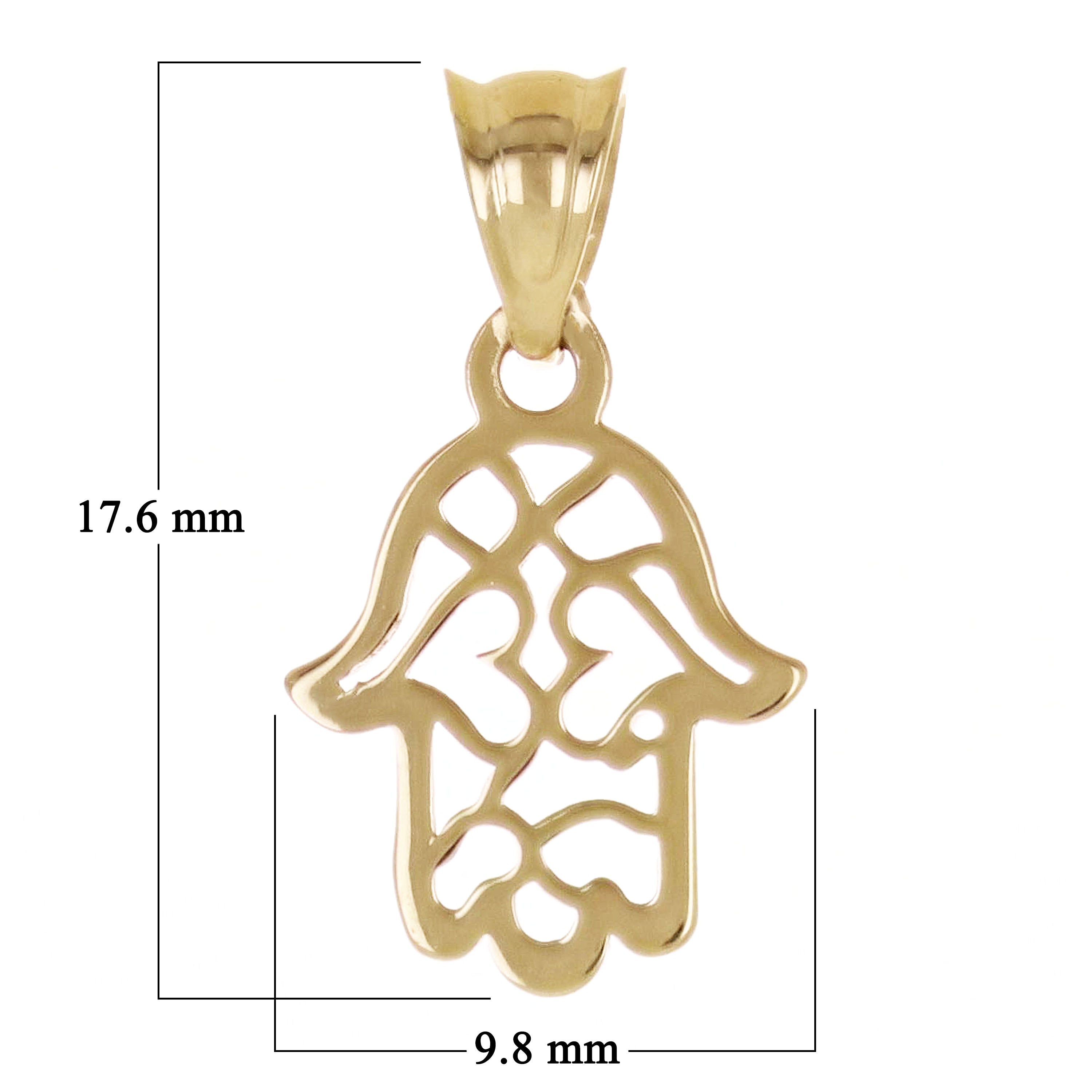 Italian 14k Yellow Gold Small Hamsa Hand of Fatima Charm Pendant  0.4 grams