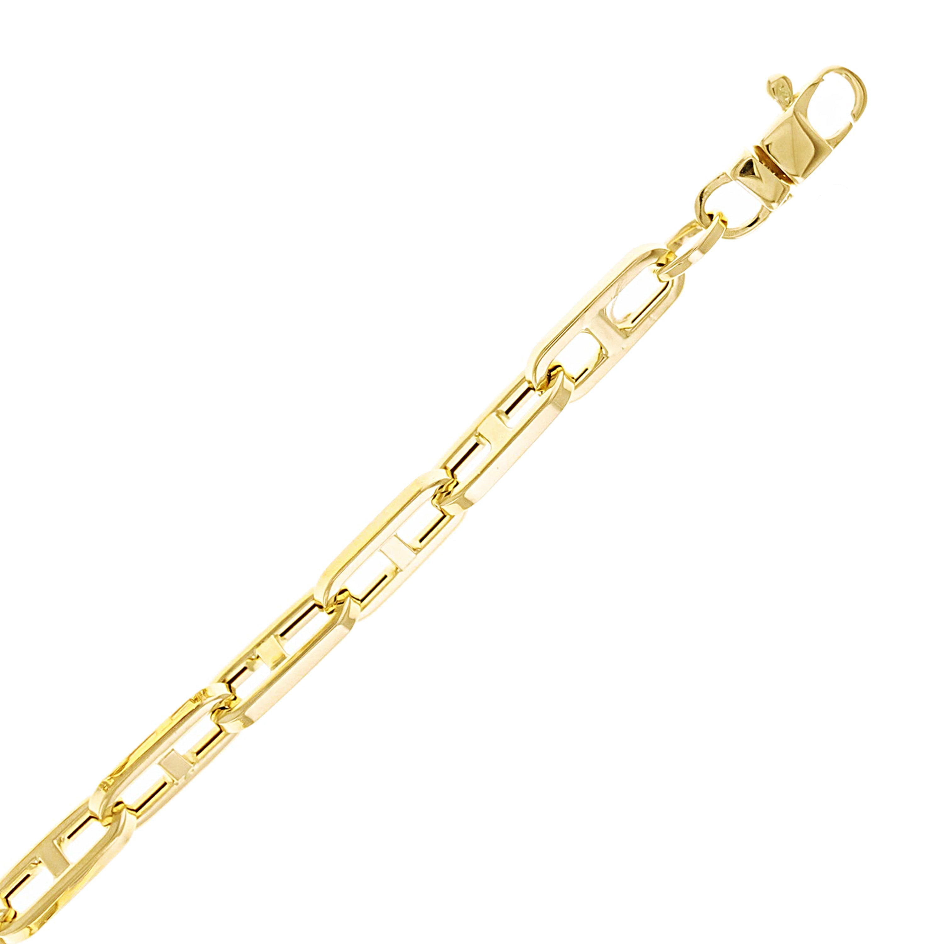 Italian 14k Yellow Gold Hollow Anchor Chain Bracelet 7.5" 4.5mm 4.8 grams
