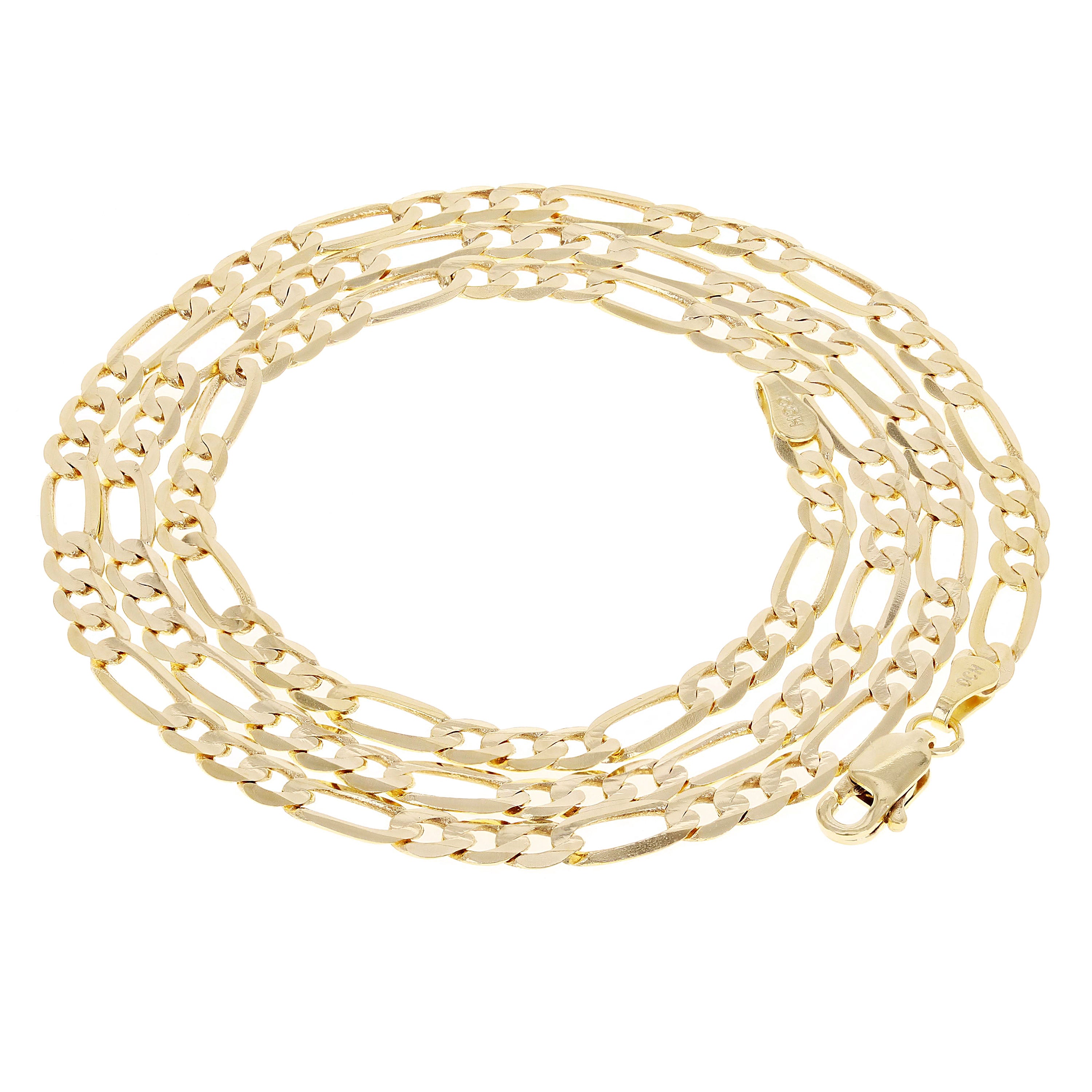 Italian 14k Yellow Gold Solid Figaro Chain Necklace 26" 3.2mm 11.8 grams