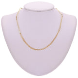 Italian 14k Yellow Gold Anchor Cable & Paper Clip Link Station Necklace 18" 8 grams - 18" 8 grams