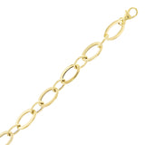 Italian 14k Yellow Gold Hollow Plain & Rope Oval Link Bracelet 7.25" 7mm 2.4grams