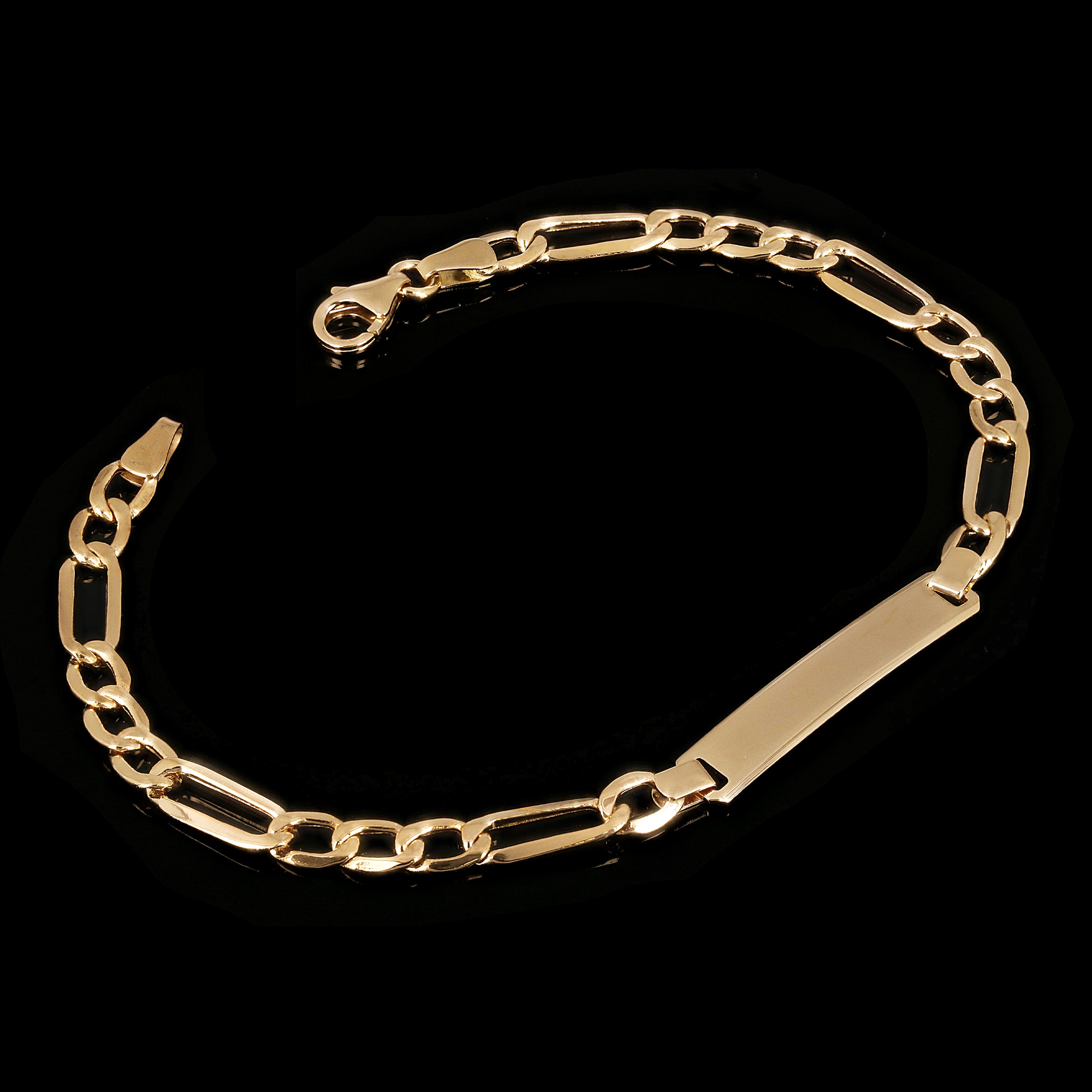 Italian 14k Yellow Gold Engravable Figaro Baby Kids ID Bracelet 5mm 7" 2.9 grams