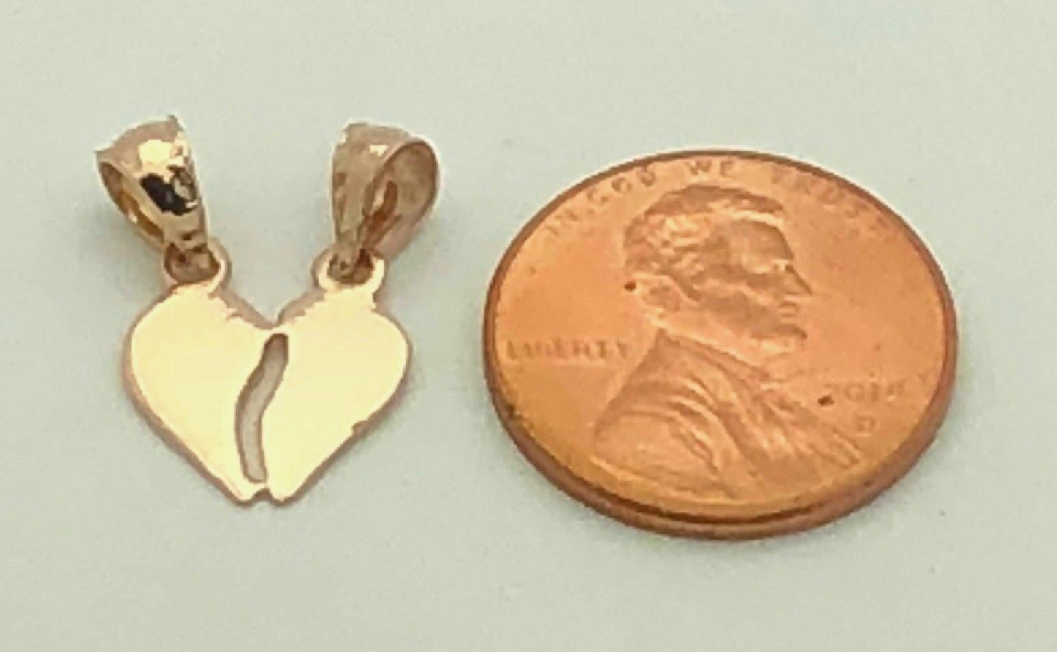 14k Rose Gold High Polished Breakable Heart Charm Pendant 1.3 grams