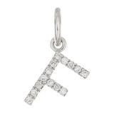 14k White Gold Diamond Initial Letter F Charm Pendant - Letter F,White