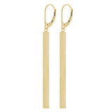 Italian 14k Yellow Gold Square Vertical Bar Dangle Drop Earrings 2.5" 2.9mm 2.4g