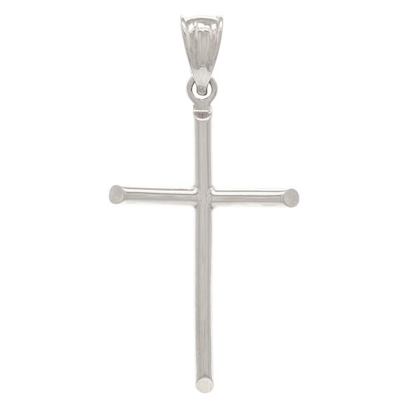 14k White Gold Plain Cross Religious Charm Pendant Medium