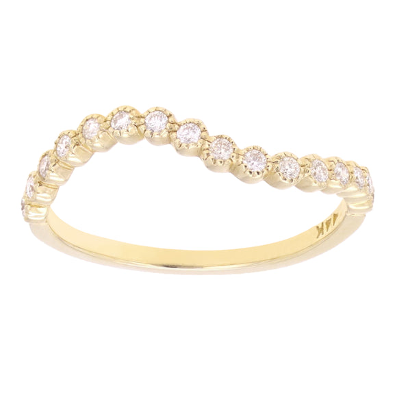 14k Yellow Gold 0.21ctw Diamond Wave Stacking Ring Wedding Band - Yellow