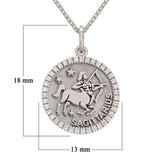 14k White Gold Diamond Zodiac Sign Sagittarius Pendant Necklace 18" - Sagittarius,White