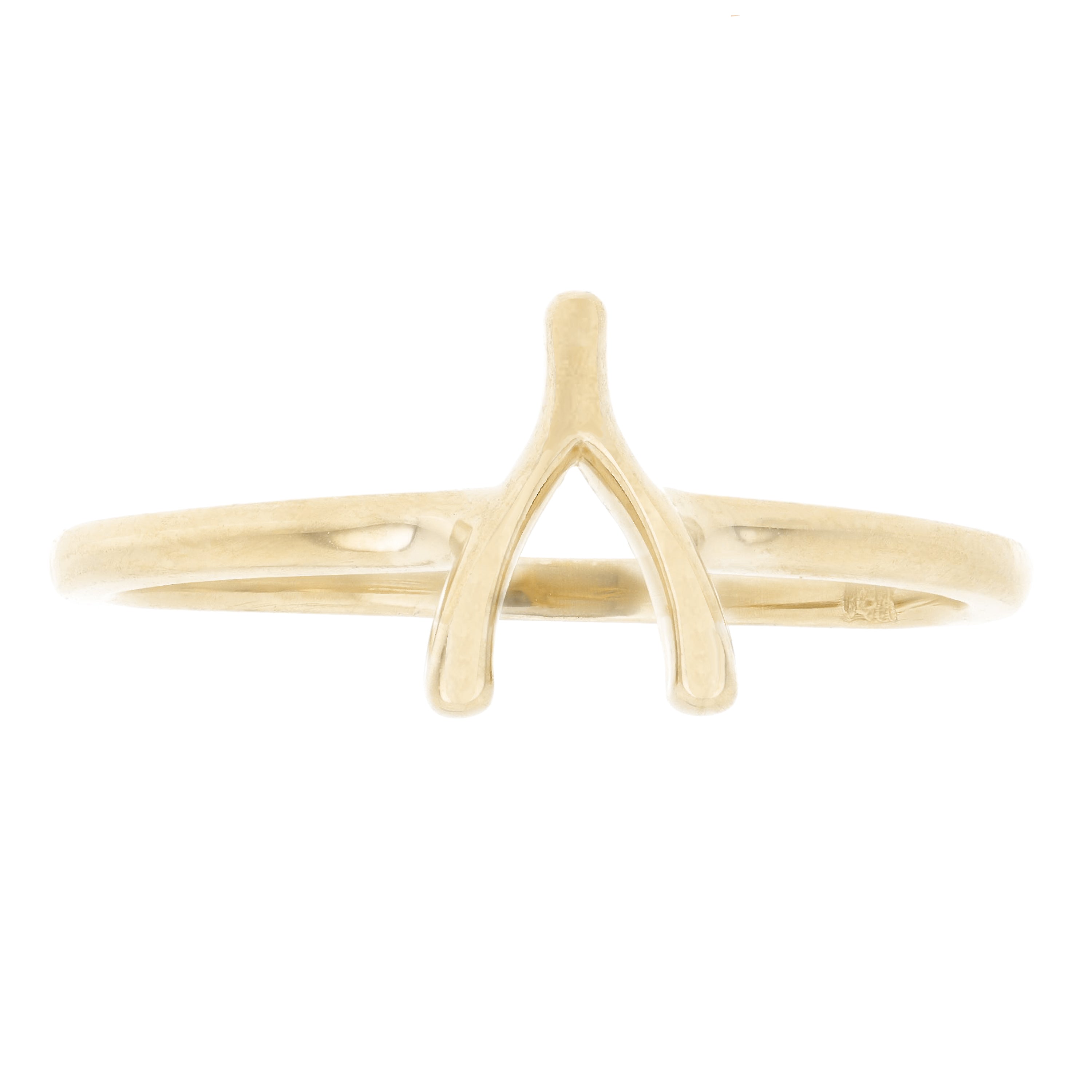 14k Yellow Gold Lucky Wishbone Ring Stackable Size 7 1.5 grams - Yellow