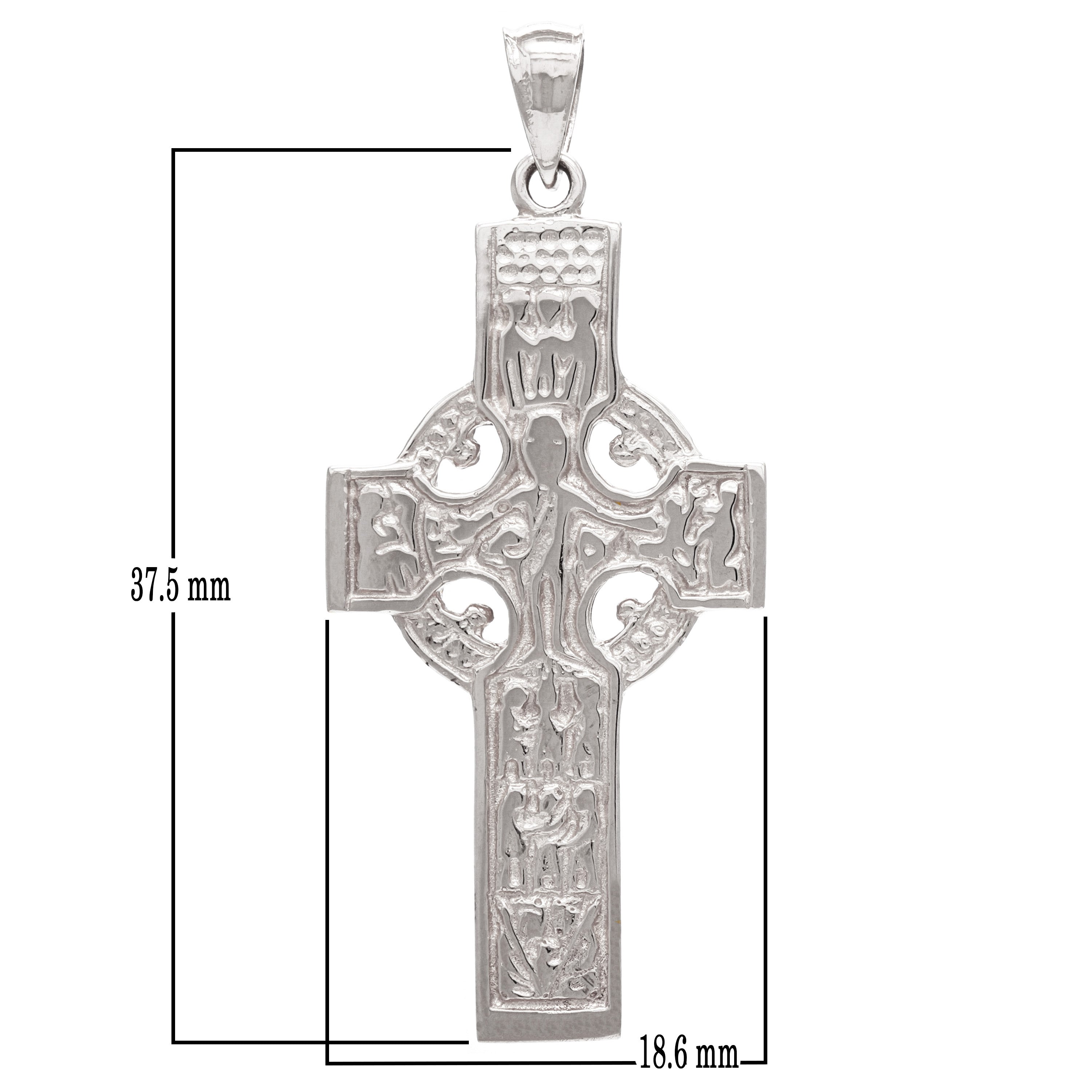 14k White Gold Reversible Double Sided Celtic Cross Religious Pendant 6.8 grams - White