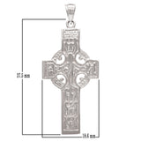 14k White Gold Reversible Double Sided Celtic Cross Religious Pendant 6.8 grams - White