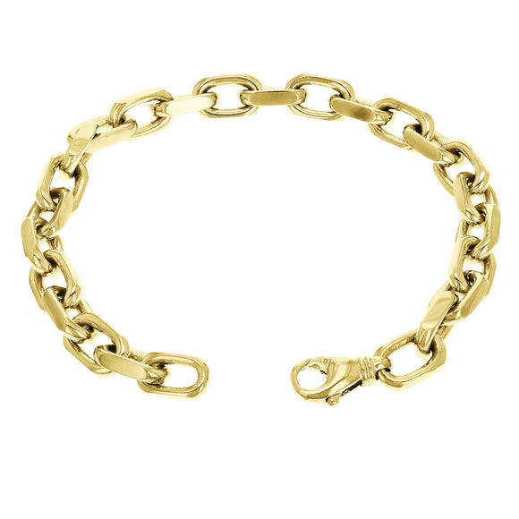 Men's 10k Yellow Gold Handmade Link Chain Bracelet 8.5