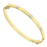 Italian 14k Two-Tone Gold Hollow Screw Design Bangle Bracelet 7" 4mm 5.3 grams