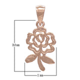 14k Rose Gold Solid Diamond-Cut Rose Flower Charm Pendant 1.1 grams - Rose