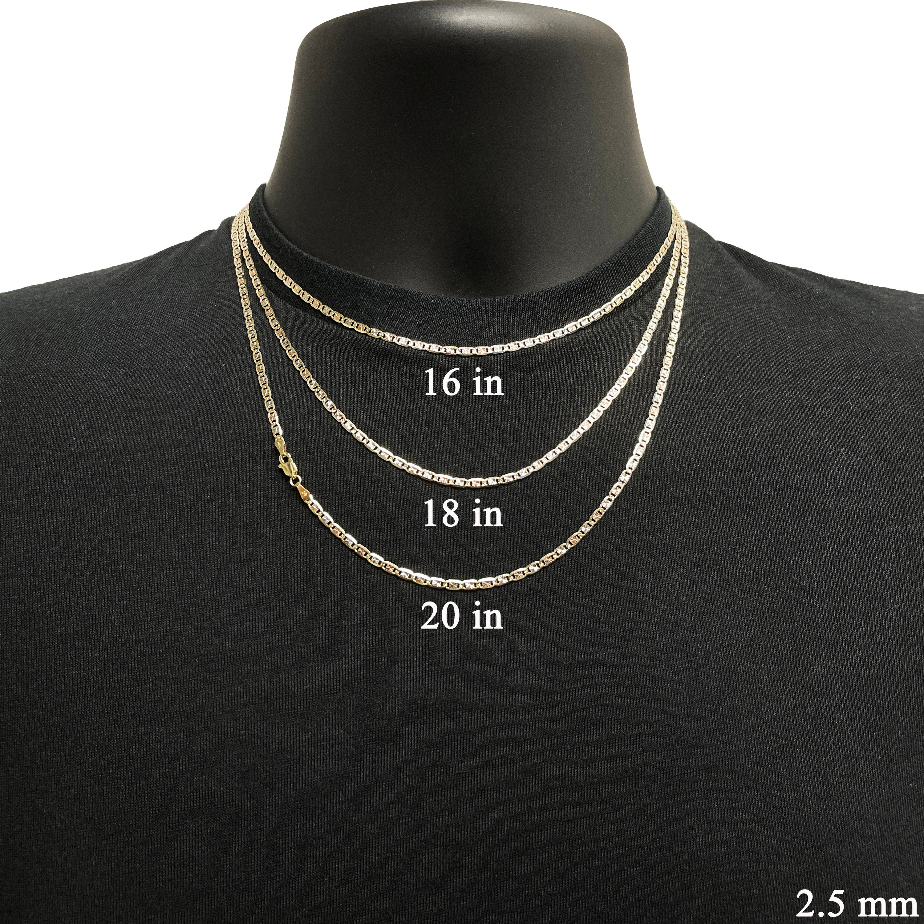 Italian 14k Tri-Color Gold Diamond Cut Valentino Chain Necklace 16" 2.5mm 3.7 grams - 16" 3.7 grams