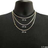 Italian 14k Tri-Color Gold Diamond Cut Valentino Chain Necklace 16" 2.5mm 3.7 grams - 16" 3.7 grams