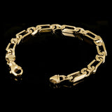 Men's 14k Yellow Gold Solid Figaro Anchor Mariner Bracelet 7" 7.5mm 29.5 grams - 7" 29.5 grams
