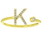 14k Yellow Gold Diamond Initial Letter K Ring Size 6 - Letter K,Yellow