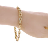 Italian Yellow Gold Hollow Oval Link Rolo Chain Bracelet 7.5" 7.5mm 7.4 grams