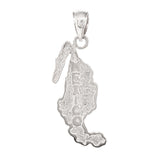 14k White Gold Mexico Charm Pendant Travel Souvenir Country Map 1.5 grams - White