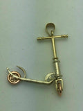 14k Two Tone Rose & Yellow Gold Kick Scooter Charm Pendant 2.3 grams
