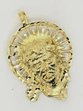 10k Yellow Gold Diamond Cut Jesus Christ Face Religious Charm Pendant 5.2 grams