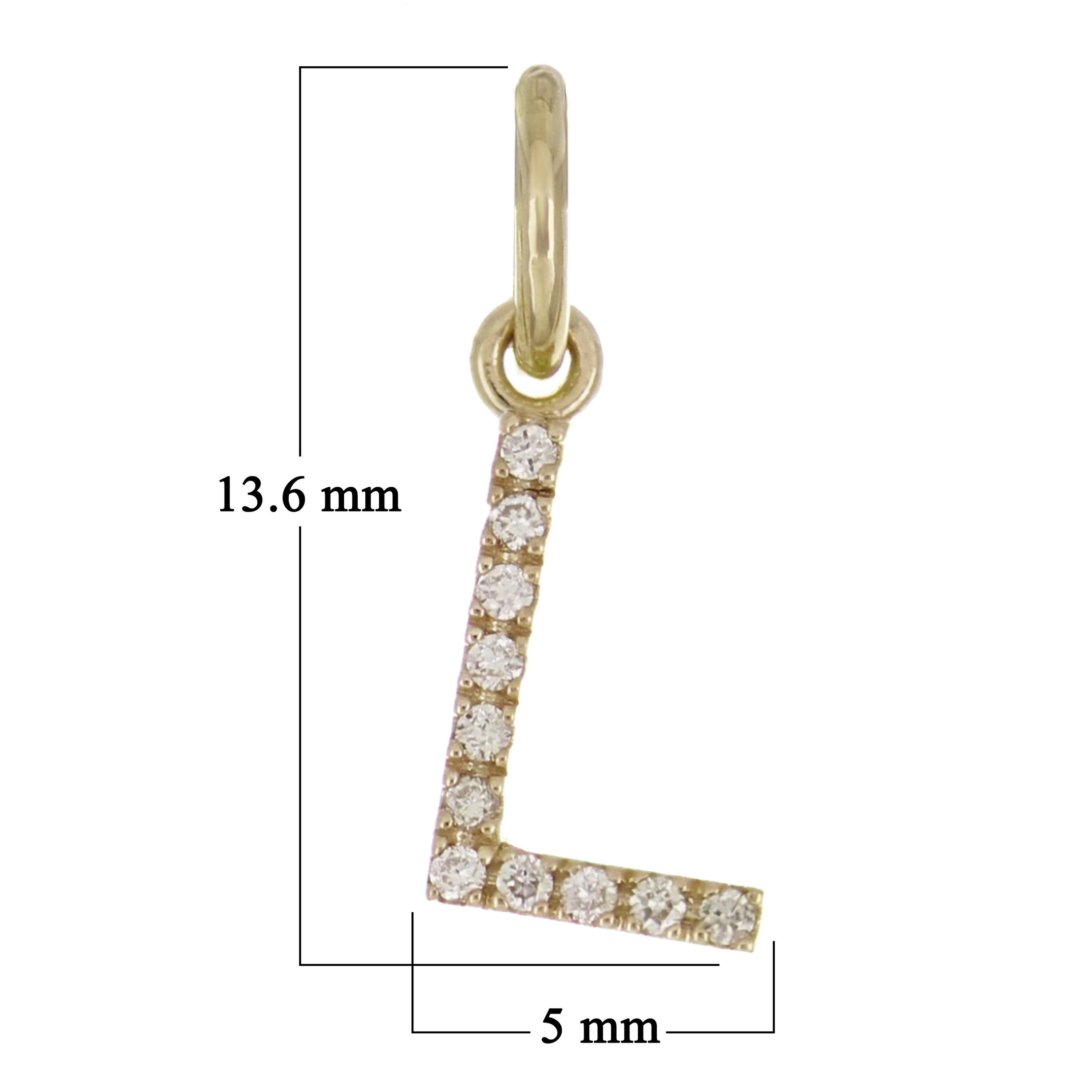 14k Yellow Gold Diamond Initial Letter L Charm Pendant - Letter L,Yellow