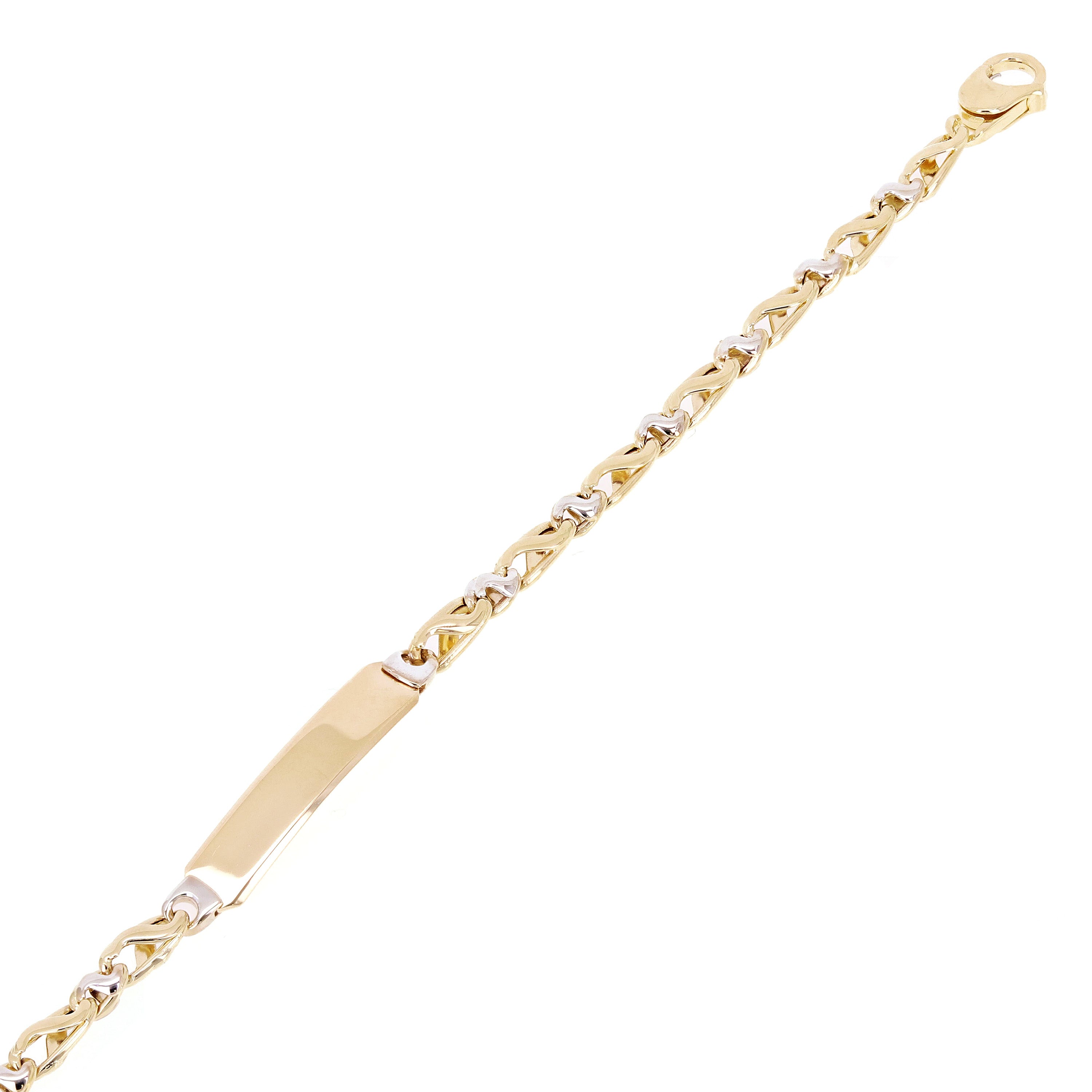 Italian 14k Two Tone Gold Engravable Baby Kids ID Bracelet 6.3" 4.7mm 3.3 grams