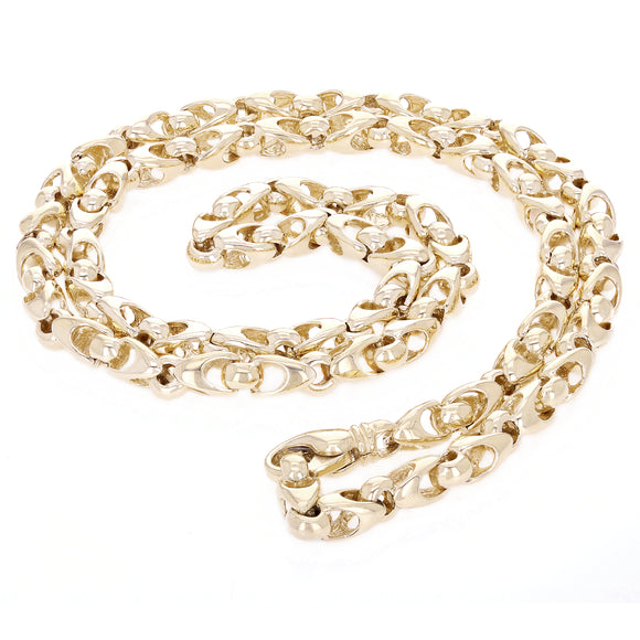 14k Yellow Gold Handmade Fashion Link Necklace 24