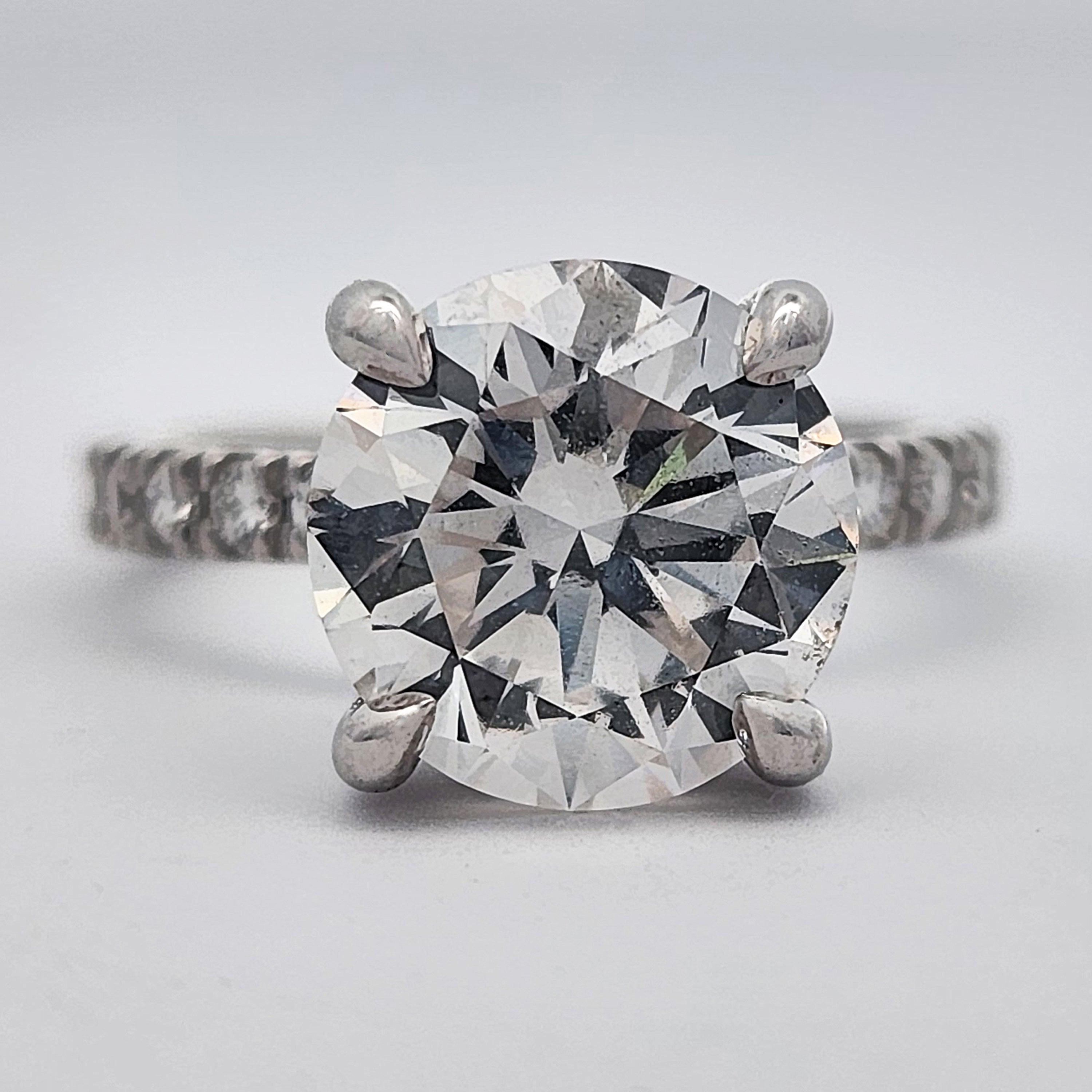 GIA Certified 3.03 Carat Lab Grown Diamond Engagement Ring Round Cut 14k Gold