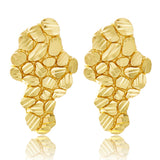 14k Yellow Gold Diamond Cut Nugget Free Form Earrings 23mm x 13.7mm 3.7 grams