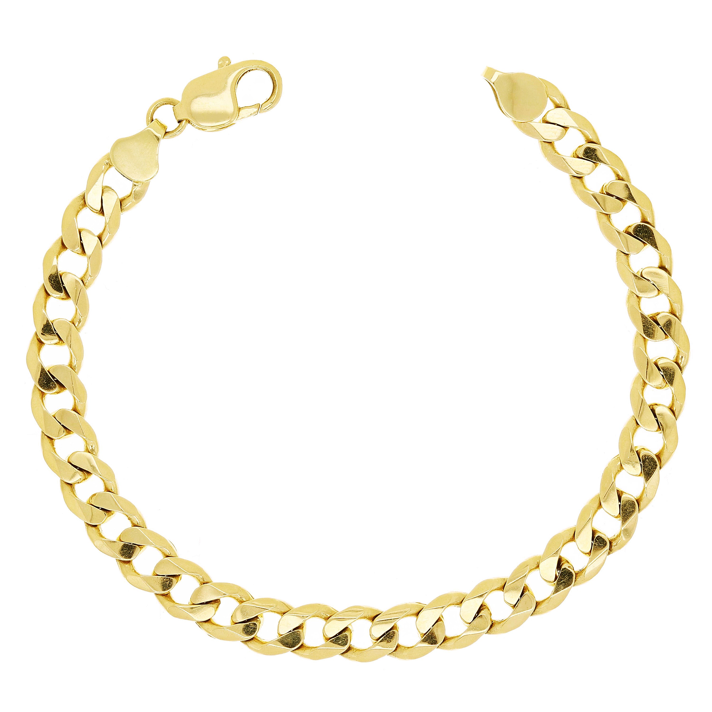 14k Yellow Gold Solid Curb Cuban Link Chain Bracelet 7" 7.8mm 20.7 grams - 7" 20.7 grams