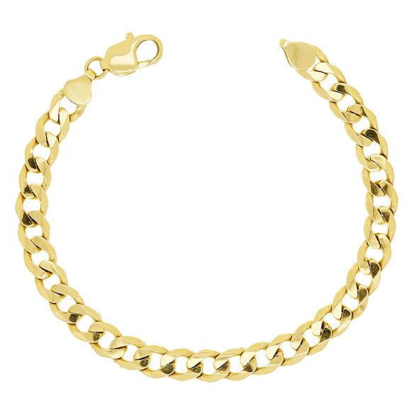 14k Yellow Gold Solid Curb Cuban Link Chain Bracelet 7