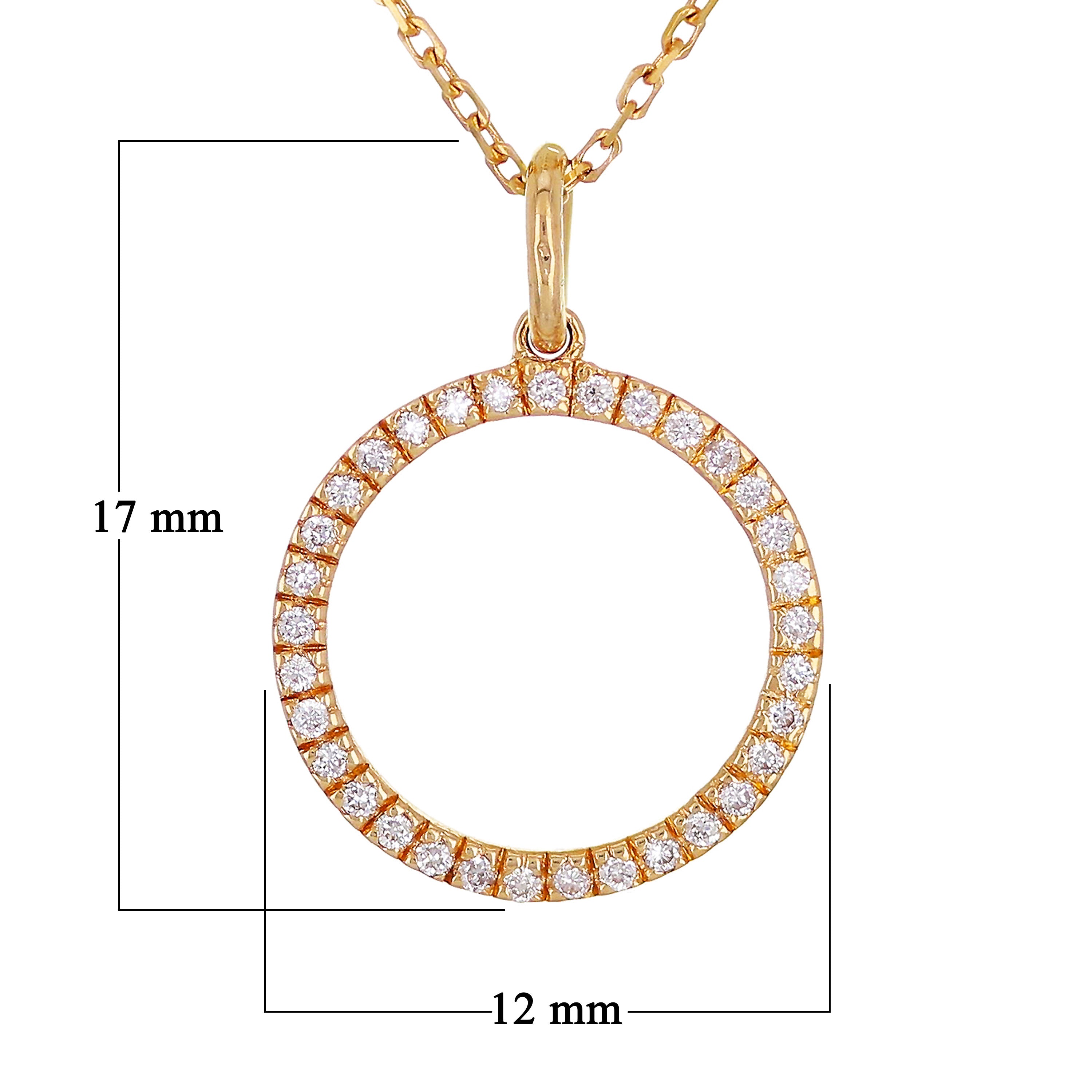 14k Rose Gold Diamond Eternity Pendant Necklace 18" - Rose