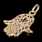 Italian 14k Yellow Gold Hamsa Hand of Fatima Charm Pendant 1.2" 1.8 grams