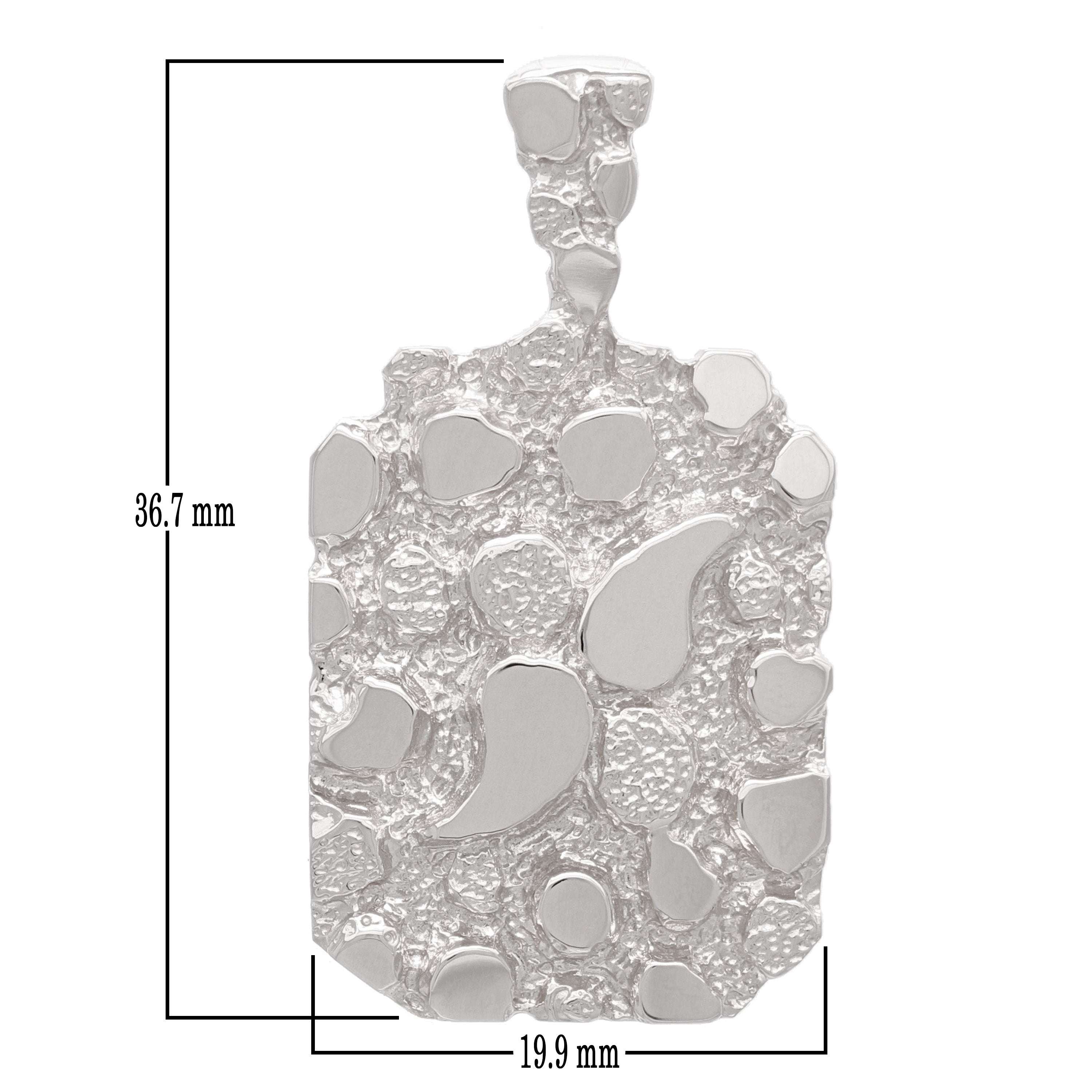 14k White Gold Big Chunky Nugget Pendant 1.46" 9.7 grams - White