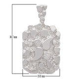 14k White Gold Big Chunky Nugget Pendant 1.46" 9.7 grams - White