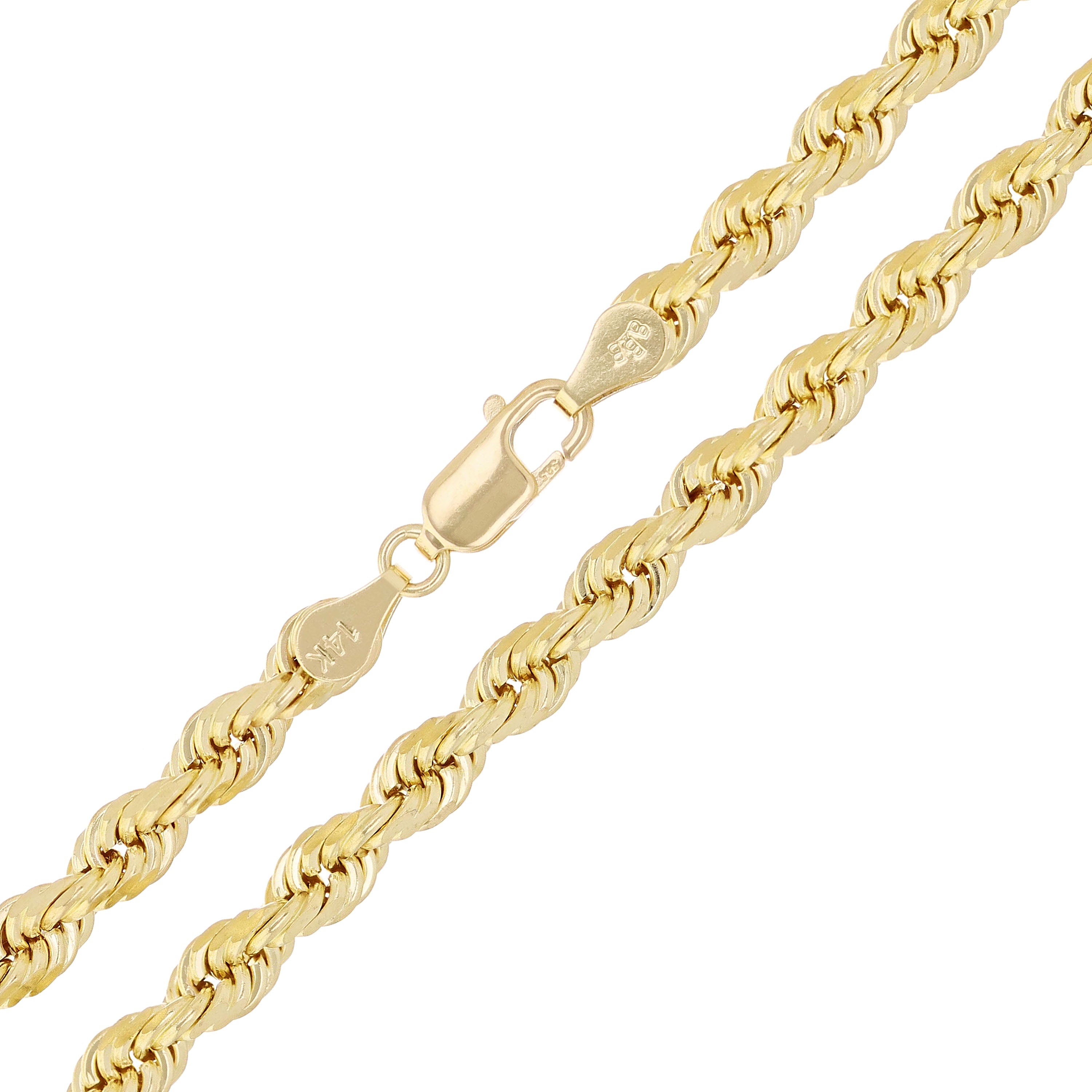 14k Yellow Gold Solid Diamond Cut Rope Chain Necklace 20" 5mm 34.5 grams - 20"